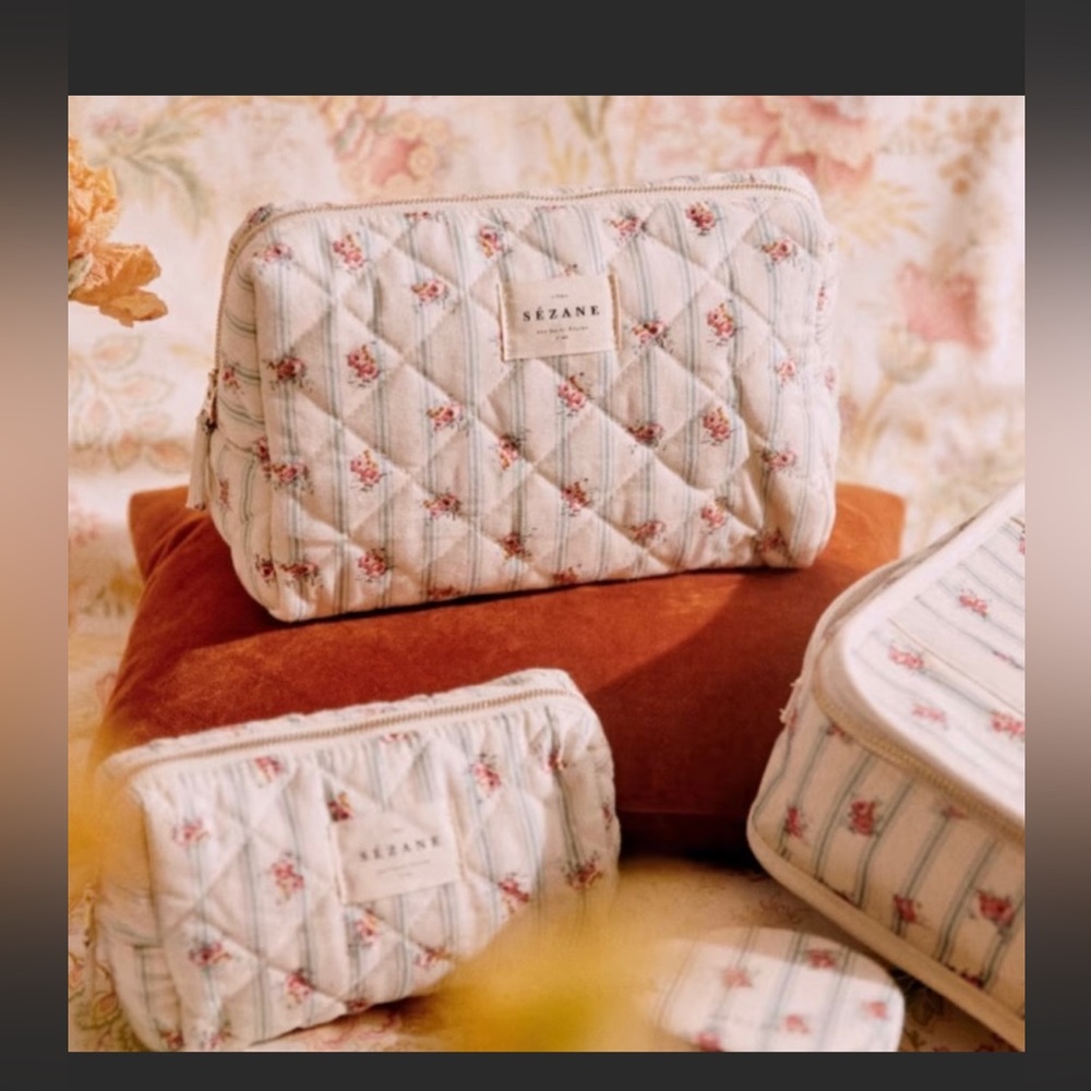 ** ISO Sezane floral stripe toiletrie bags in any size please! (: